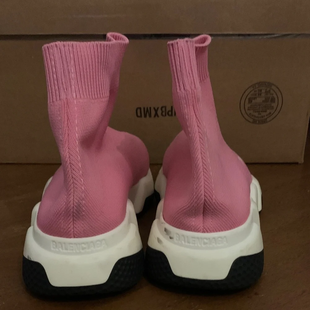 Balenciaga Pink Sock-Style Speed Trainer Sneakers - Picture 6 of 14